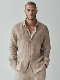 Beige Men’s Linen Shirt