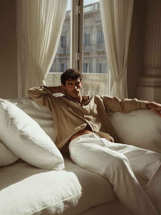 Beige Men’s Linen Shirt