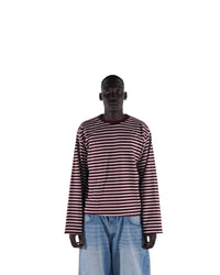 BURGUNDY/WHITE LONG SLEEVE TEE