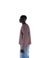 BURGUNDY/WHITE LONG SLEEVE TEE