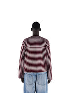 BURGUNDY/WHITE LONG SLEEVE TEE