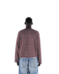 BURGUNDY/WHITE LONG SLEEVE TEE