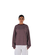 BURGUNDY/WHITE LONG SLEEVE TEE