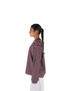 BURGUNDY/WHITE LONG SLEEVE TEE