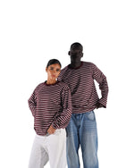 BURGUNDY/WHITE LONG SLEEVE TEE