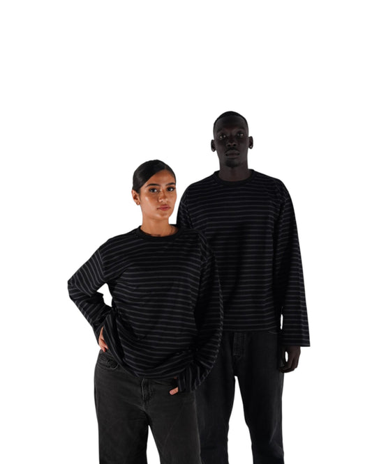 BLACK/CHARCOAL LONG SLEEVE TEE