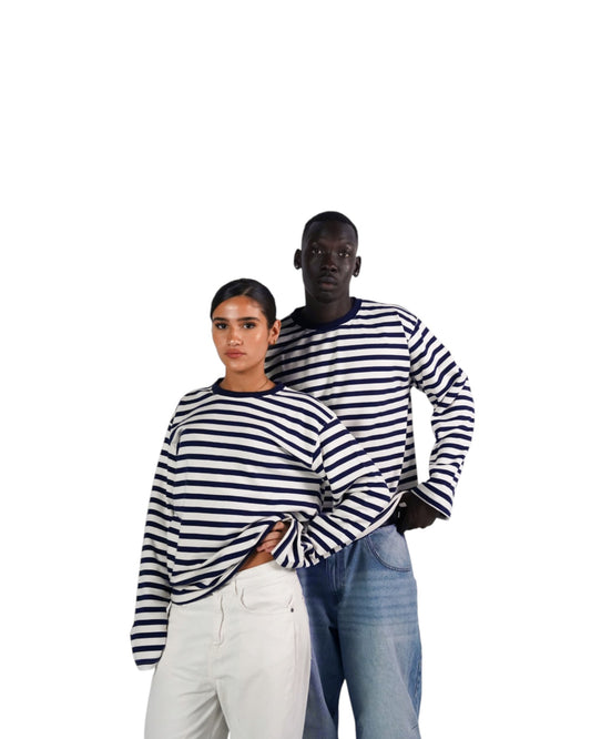 NAVY/WHITE LONG SLEEVE TEE