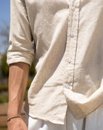 Slim Fit Beige Men’s Linen Shirt