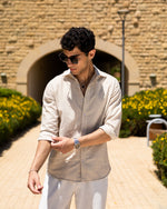 Slim Fit Beige Men’s Linen Shirt