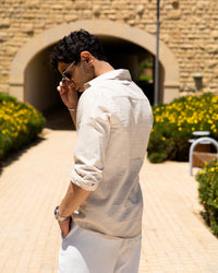 Slim Fit Beige Men’s Linen Shirt