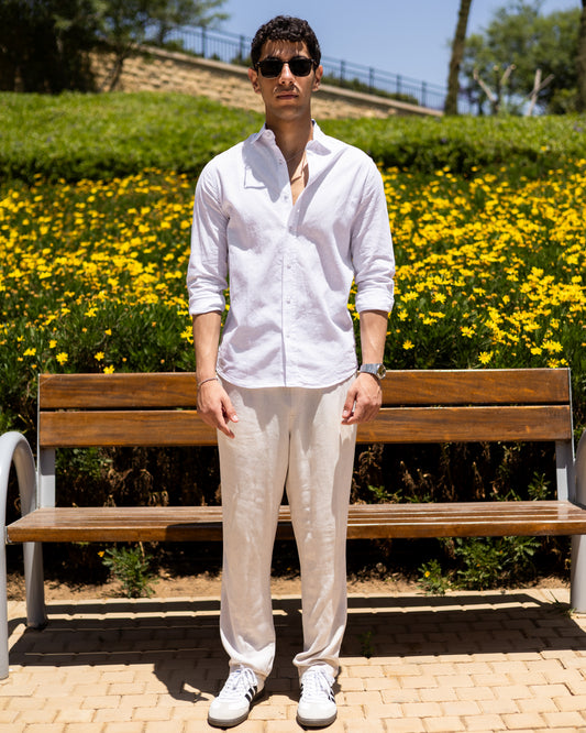 Slim Fit White Men’s Linen shirt