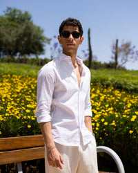 Slim Fit White Men’s Linen shirt