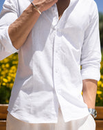 Slim Fit White Men’s Linen shirt