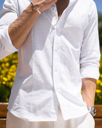 Slim Fit White Men’s Linen shirt