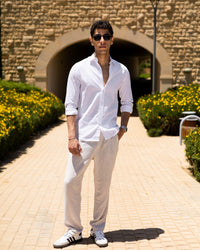 Slim Fit White Men’s Linen shirt