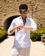Slim Fit White Men’s Linen shirt